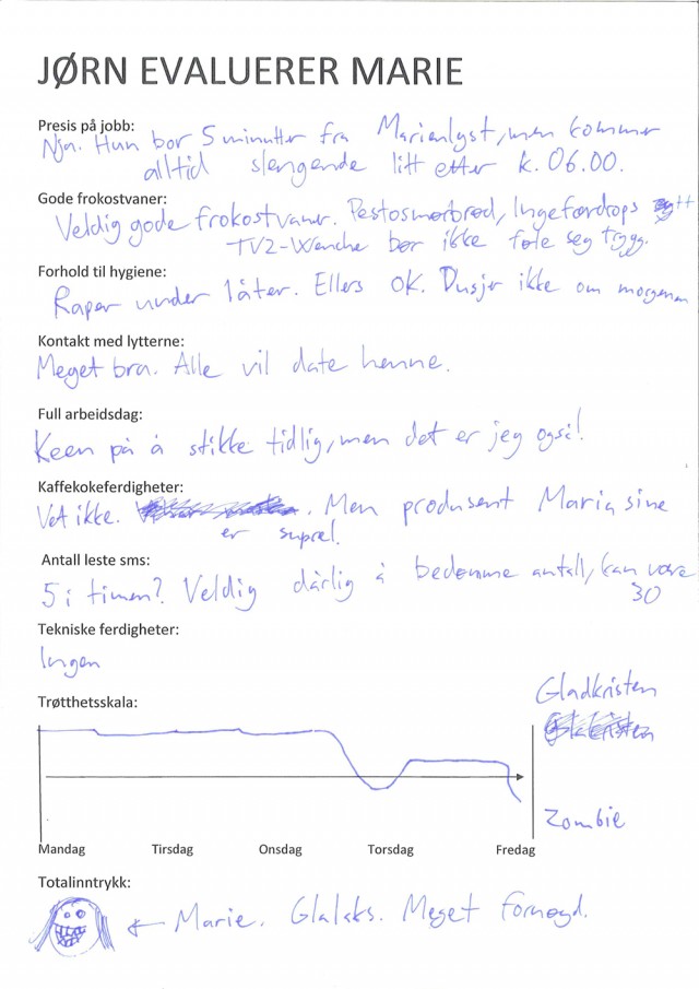 Jørn evaluerer Marie