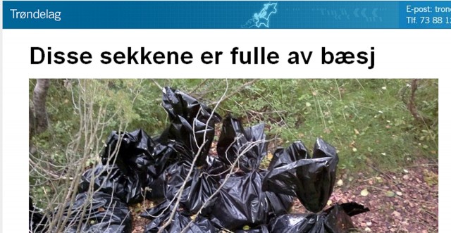 Disse sekkene er fulle av bæsj (skjermdump fra NRK).
