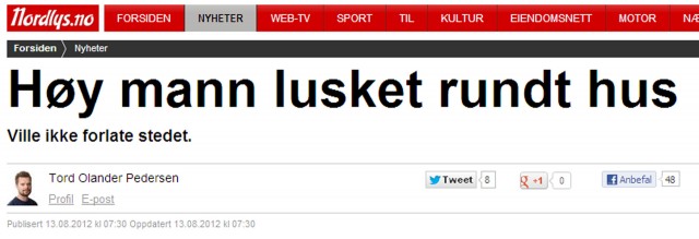 Høy mann lusket rundt hus (skjermdump fra Nordlys).