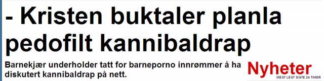 Kristen buktaler planla pedofilt kannibaldrap (skjermdump fra Dagbladet).
