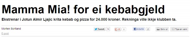 Mamma Mia for ei kebabgjeld (skjermdump fra Sogn Avis).