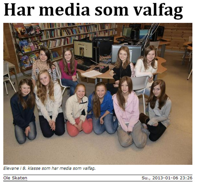Har media som valgfag (skjermdump fra Tysnesbladet).
