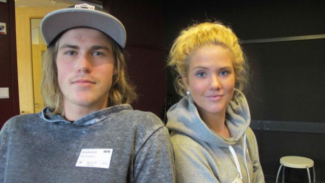 Ståle Sandbech og Silje Norendal i P3morgen-studio. Foto: Maria Olivia Rivedal / NRK P3